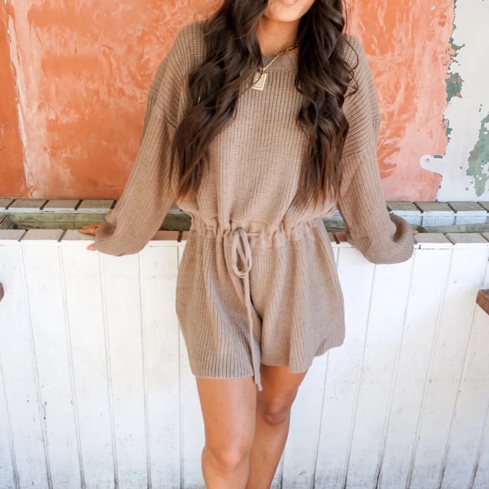 Let’s Fall Again Romper - Mocha m/l